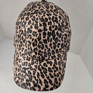 PONYFLO Ponytail Hat Leopard Print Lined in Pink Satin Adjustable